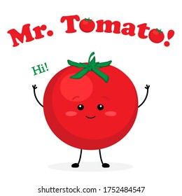 Mister Tomato cute characters vector illustration card