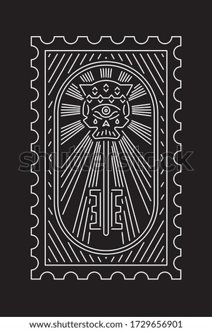 The mistery key white on black background line art vector design, symbol and element. Back to 80-90s style, modern trend design style. Bright signboard, night advertising. Vector illustration.