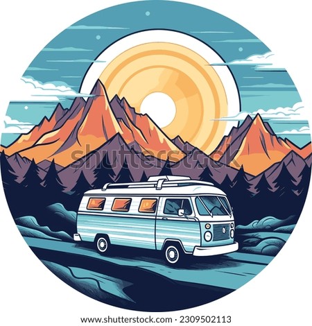 Mistery trip on a dawn logo vector