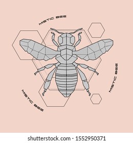 Mistic Bee Geometric Drawing Tattoo