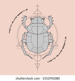 Mistic Dung-beetle Geometric Drawing Tattoo