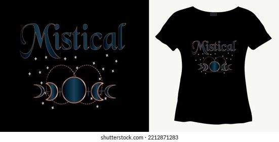 Mistical slogan t-shirt design. Moon magic. Pagan Wicca Moon Goddess Symbol