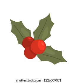 Mistletoe berries color vector icon. Flat design