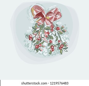 mistletoe blue vector christmas card background soft color pastel paint style