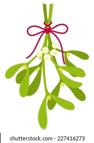 Mistletoe bouquet with bow of red rope