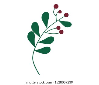 mistletoe branch with berries. traditional symbol of Christmas. happy winter holidays