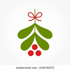 Mimletoe ramificación de Navidad adorno colgante. Ilustración vectorial.