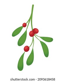 mistletoe branch icon with berries