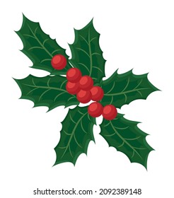 ilustración de rama mistletoe con bayas