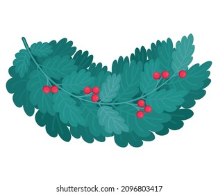 mistletoe branch illustration with berries