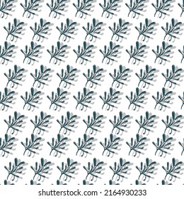 mistletoe branches botanical christmas vector seamless pattern