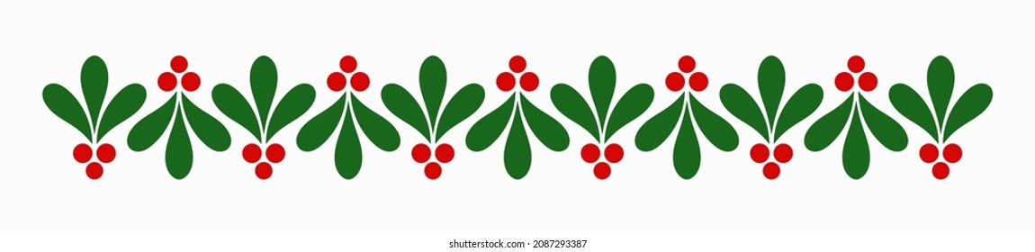 Mistletoe borde de decoración navideña. Ilustración vectorial.