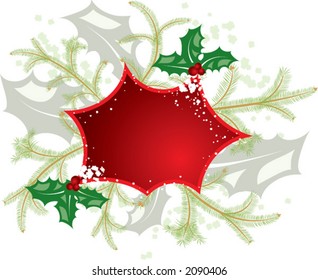 Mistletoe christmas frame, elements for design, vector illustration