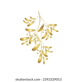 Gradiente de oro de Navidad Mistletoe. Aislar sobre un fondo blanco. Ilustración vectorial.