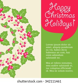 Mistletoe christmas greeting card. Vector illustration. 