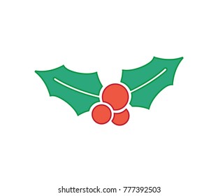 Mistletoe Christmas Holiday Vector Icon Illustration Background