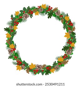 Mistletoe Christmas over white background using hand draw water colour illustration vector - Christmas celebration decoration object concept