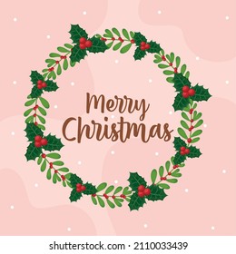 mistletoe christmas poster with wreath