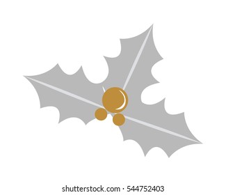 Mistletoe Christmas tree with balls in silver and golden colors. Branches of pine part of tree. S Comic illustration in 80s 90s in simple cartoon style. New Year holiday concept vector illustration