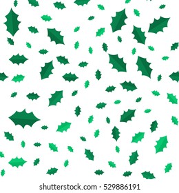 Mistletoe Christmas tree leaves seamless pattern. Green branches. Simple cartoon style. Evergreen tree. Wallpaper design endless texture. New Year printing materials design. Flat design. Vector
