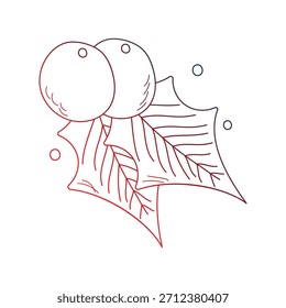 Icono del doodle del muérdago con el Vector de fondo blanco