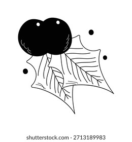 Mistletoe doodle icon with white background vector stock illustration
