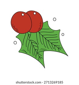 Mistletoe doodle icon with white background vector stock illustration