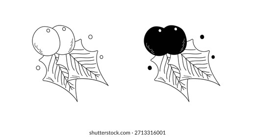 Icono del sistema del doodle del muérdago con la ilustración de archivo del Vector del fondo blanco
