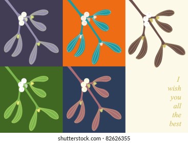 mistletoe elements for greeting cards