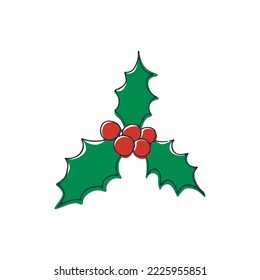 mistletoe flat illustration red and green