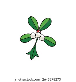 visco com folhas verdes brilhantes e berri branco