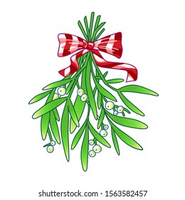 Watercolor Christmas Sprig Mistletoe Hand Painting Stock Vector ...