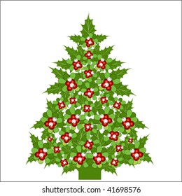 mistletoe and holly christmas tree