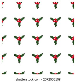 Mistletoe, holly on a white background. Suitable for Christmas seamless pattern. 
