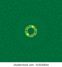 Mistletoe icon and Christmas icon set pattern circle shape isolated transparency on green color background