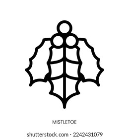 mistletoe Symbol. Line Art Design einzeln auf weißem Hintergrund
