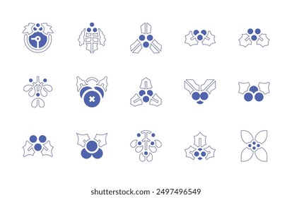 Mistletoe icon set. Duotone style line stroke and bold. Vector illustration. Containing mistletoe, christmasclock.