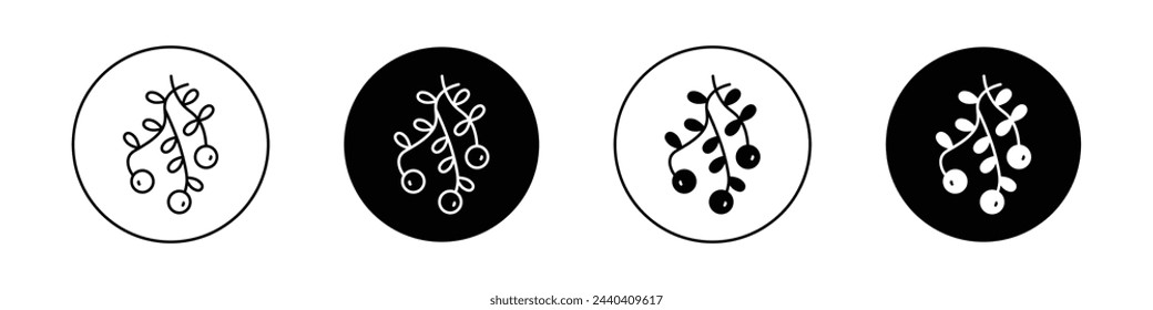 Mistletoe icon set. holly berry vector symbol.