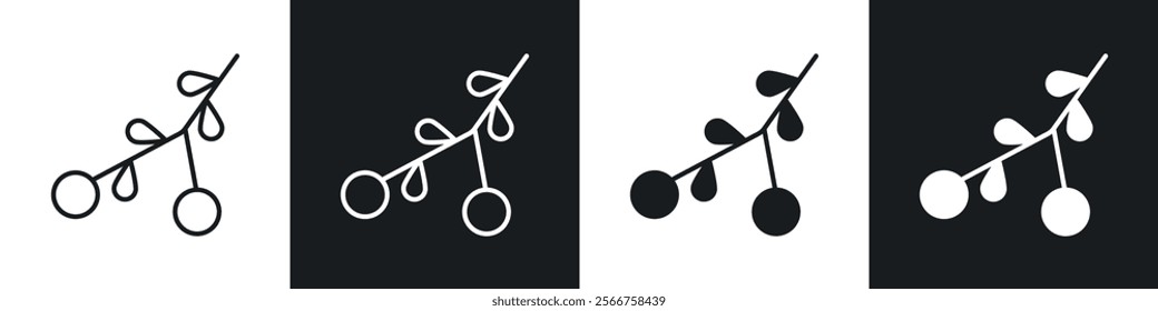 Mistletoe icons in Thin line black color. flat simple vector symbols illustration.