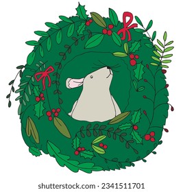Mistletoe illustration image. 
Hand drawn image artwork of a mistletoe. 
Simple cute original logo.
Hand drawn vector illustration for posters, cards, t-shirts.