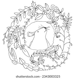 Imagen de ilustración de Mistletoe. 
Dibujo manual de imágenes de un mistletoe. 
Simple y lindo logo original.
Ilustración vectorial dibujada a mano para afiches, tarjetas, camisetas.