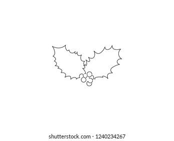 Mistletoe isolated line drawing, vector illustration design. Christmas collection.