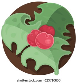 mistletoe leaves and berries flat art