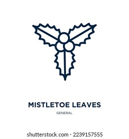 mistletoe leaves icon from general collection. Thin linear mistletoe leaves, decoration, holiday outline icon isolated on white background. Line vector mistletoe leaves sign, symbol for web and mobile