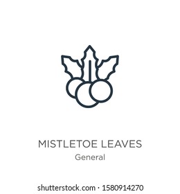 Mistletoe leaves icon. Thin linear mistletoe leaves outline icon isolated on white background from general collection. Line vector sign, symbol for web and mobile