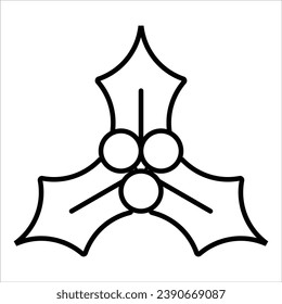Mistletoe, minimal Christmas icon. Vector illustration