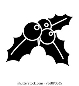 mistletoe - ornament - christmas icon, vector illustration, black sign on isolated background