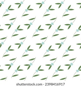 Mistletoe pattern branch with berries and leaves. Vector flat illustration for design