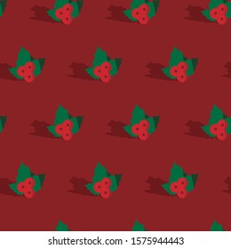 Mistletoe pattern. Image to congratulate the Christmas holidays. Editable vector.