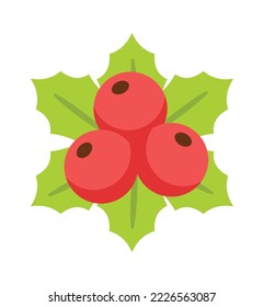 Mistletoe plant christmas emoji flat icon